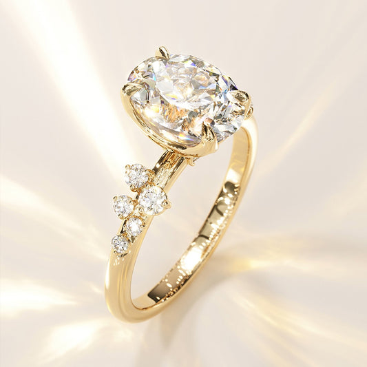 Oval Nova Design 2ct Diamond Cut Moissanite Engagement Ring