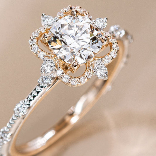 Floating Halo Design 2CT Round Cut Art Diamond Engagement Ring