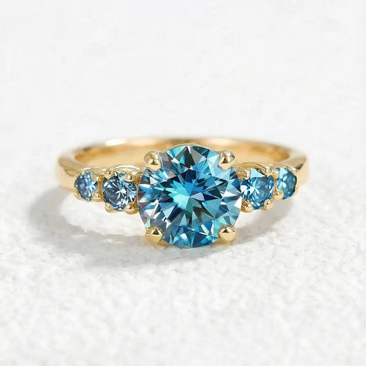 Althea Classic 1CT Round-Cut Blue Sapphire Gold Ring