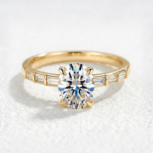 The Lumiera Modernist 2CT Oval Cut Moissanite Gold Ring