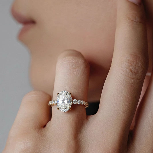 The Celestine Solitaire | 3CT Oval Moissanite Star Ring