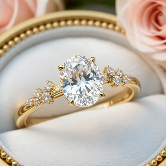 Oval Nova Design 2CT Diamond Cut Moissanite Engagement Ring