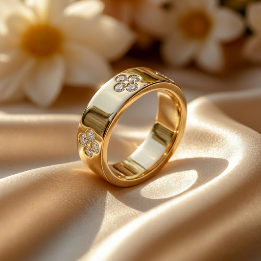 Clover Finder | Minimalist Stackable Diamond Gold Band Ring