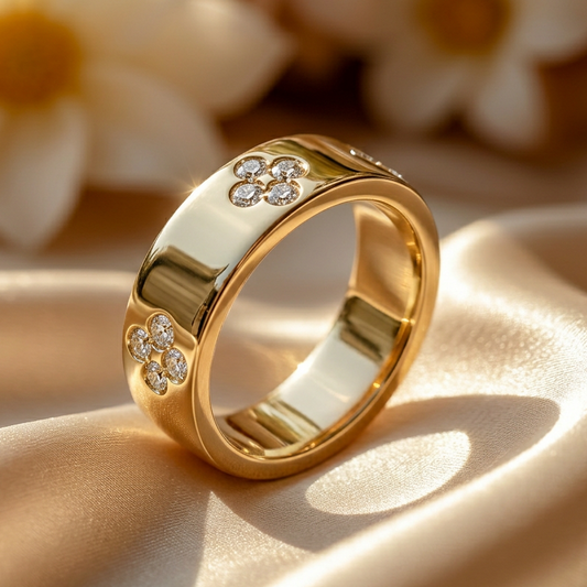 Clover Finder | Minimalist Stackable Diamond Gold Band Ring