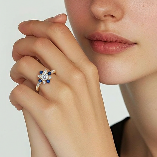 Sylvia‘s Floret | Blue Sapphire Petal Engagement Ring