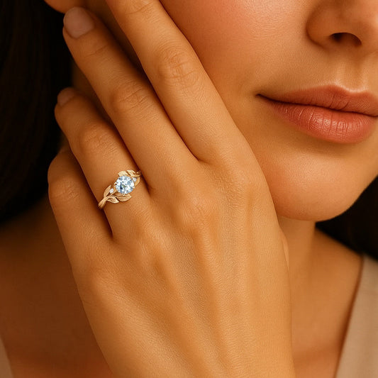 Marina's Ivy – Round Cut Aquamarine Engagement Ring