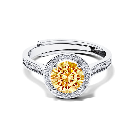 Divine 1CT Round Cut Yellow Gemstone Ring