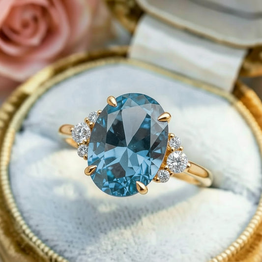 Luna‘s Deep | 2CT Oval Blue Solitaire Ring