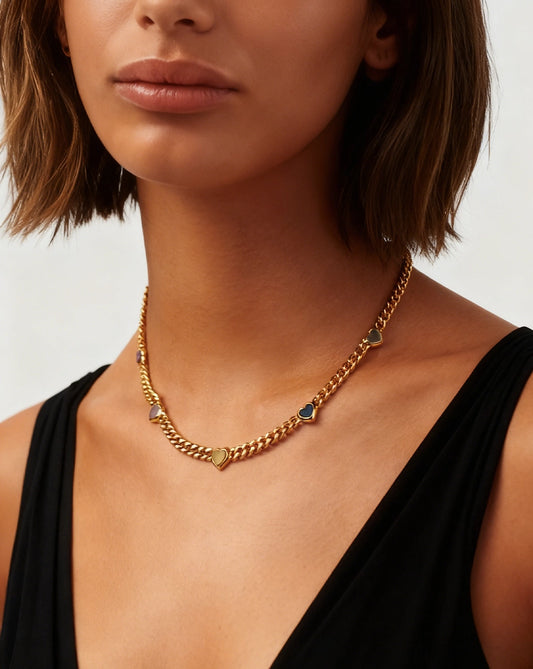 18K Gold Vermeil Jelly Heart Gemstone Charm Necklace