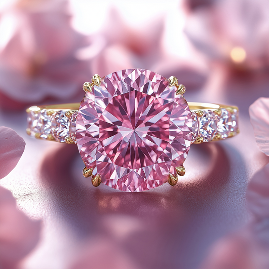 Camilla 3CT Round-Cut Pink Gemstone Engagement Ring