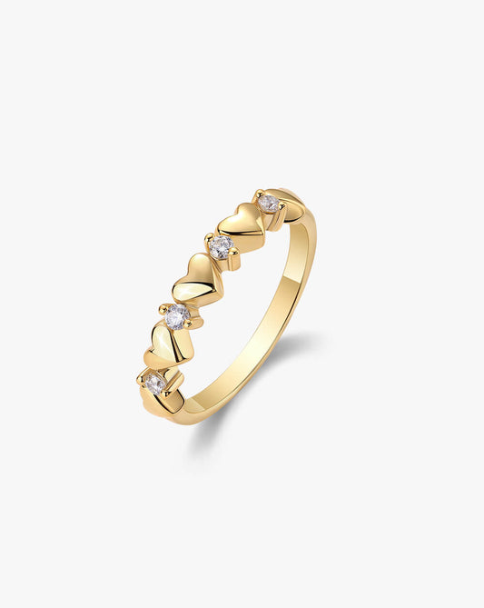 Heart-Shaped Gold Stacking Ring