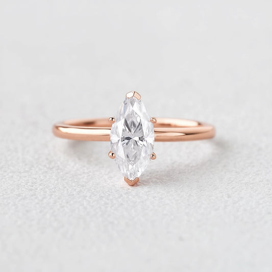 Classic 1.0CT Marquise Moissanite Solitaire Ring