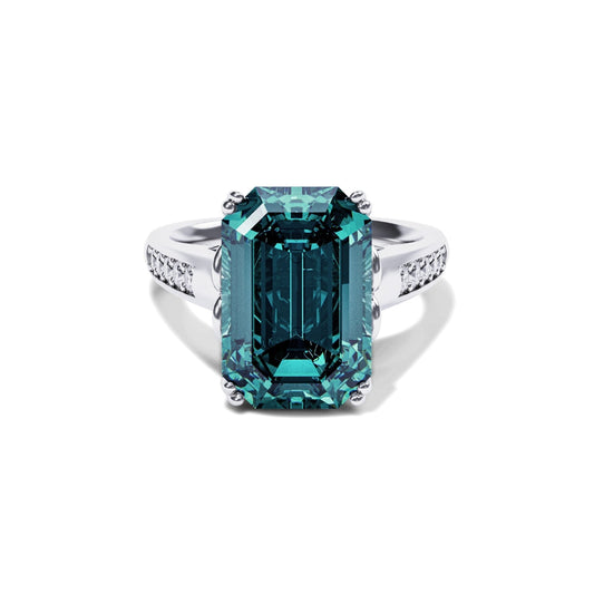 Azure Dream 5CT Emerald Cut Green Gemstone Ring