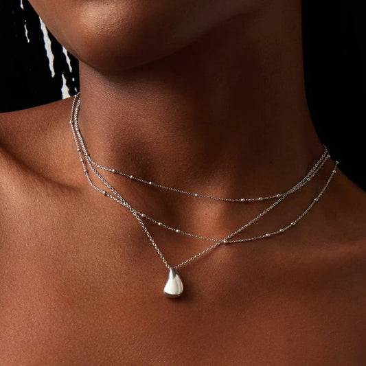 Savi Droplet Pendant & Double Necklace Set | Sterling Silver