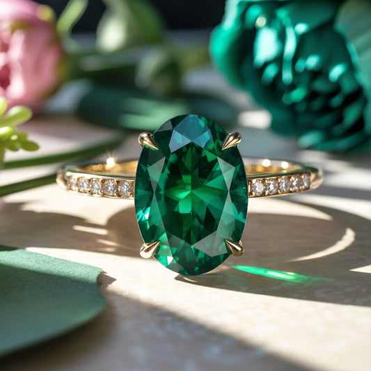 The Opaline 2CT Oval Cut Green Gemstone Ring