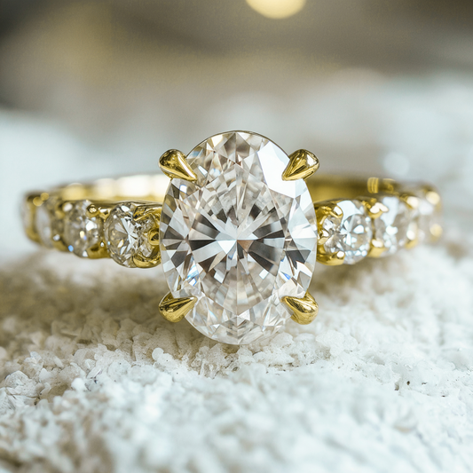 The Celestine 3CT Oval Cut Moissanite Ring