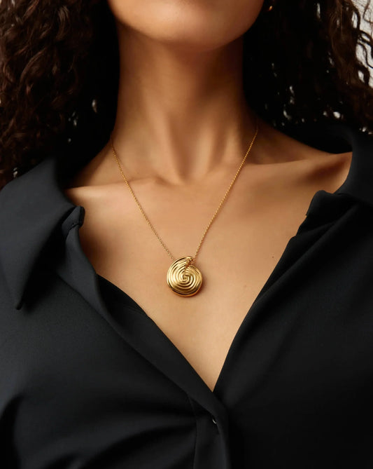 18K Gold Vermeil Spiral Large Pendant Necklace