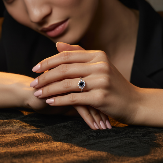 Bethany 1.5CT Round Cut Black Diamond Ring