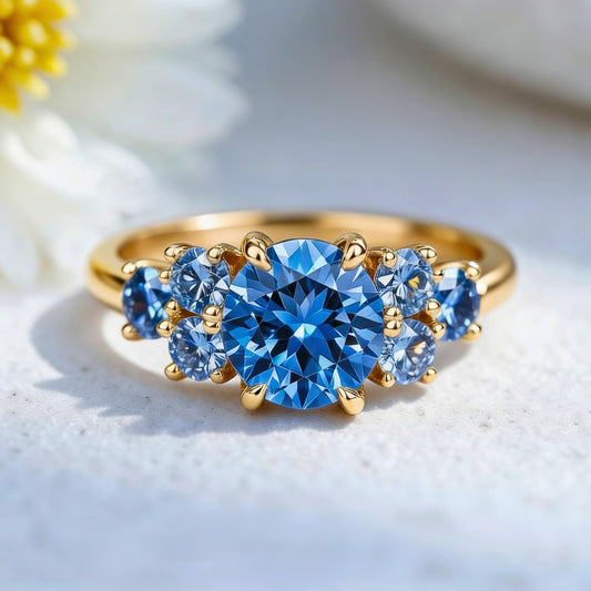 The Luciana Triptych | 1CT Blue Sapphire Ring