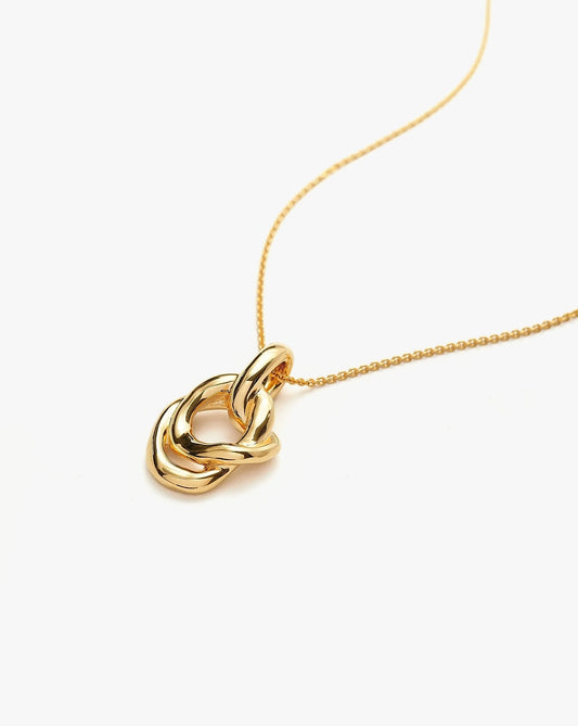 18K Gold Vermeil Molten Twisted Double Pendant Necklace