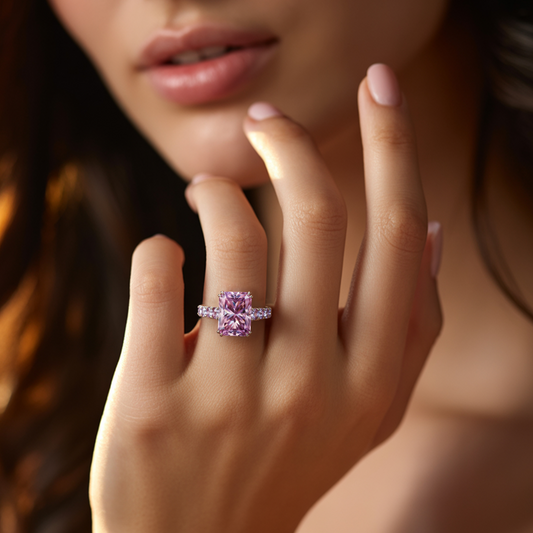 Camilla 3CT Radiant-Cut Pink Gemstone Ring