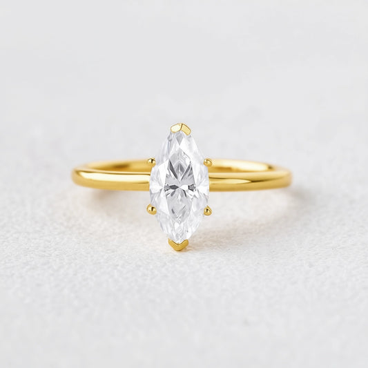 Classic 1.0CT Marquise Moissanite Solitaire Ring