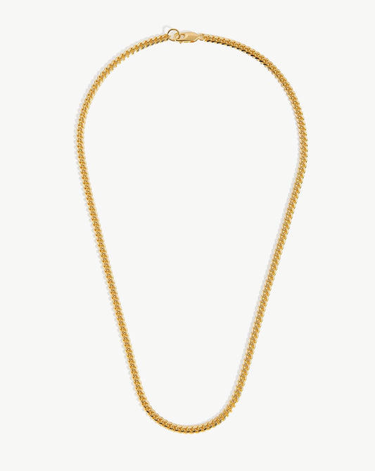 18K Gold Vermeil Mens Round Cuba Chain Necklace