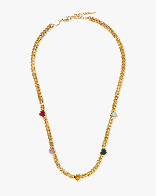 18K Gold Vermeil Jelly Heart Gemstone Charm Necklace
