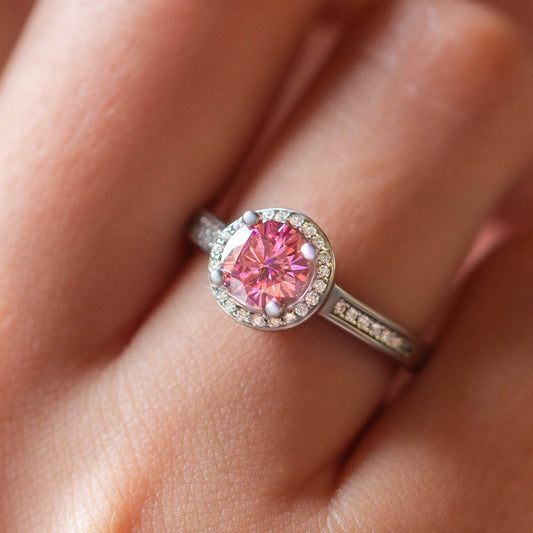 Venus 1CT Round-Cut Pink Gemstone Ring