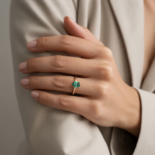 Dariana 1CT Oval Cut Green Gemstone Ring