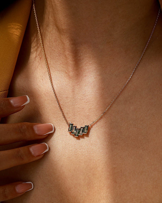 Gold Nature-Inspired Moss Agate Necklace