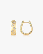 Golden Starburst Diamond Huggie Hoops Earrings