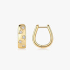 Golden Starburst Diamond Huggie Hoops Earrings