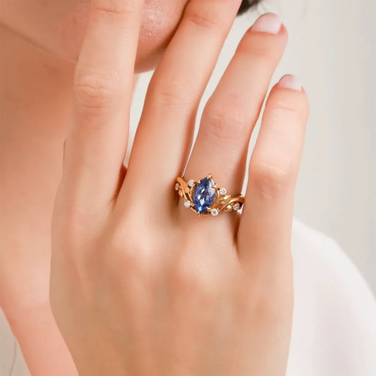Violette’s Vine | Marquise Purple Sapphire & Diamond Floral Ring