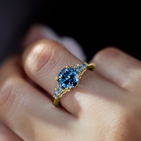 Althea 1CT Round-Cut Blue Gemstone Ring