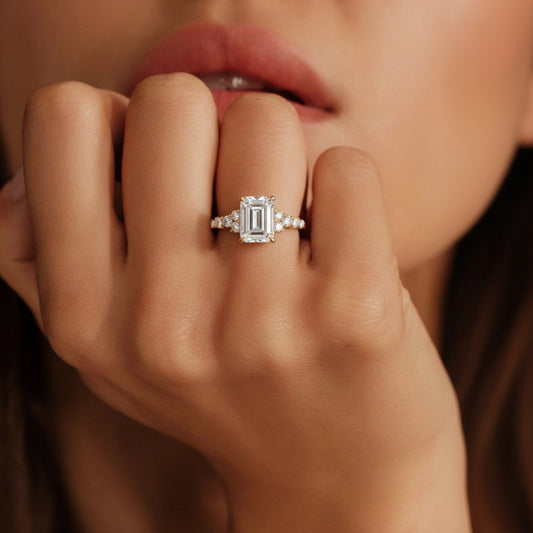 Celia‘s Cadence | 2CT Emerald Cut Moissanite Ring