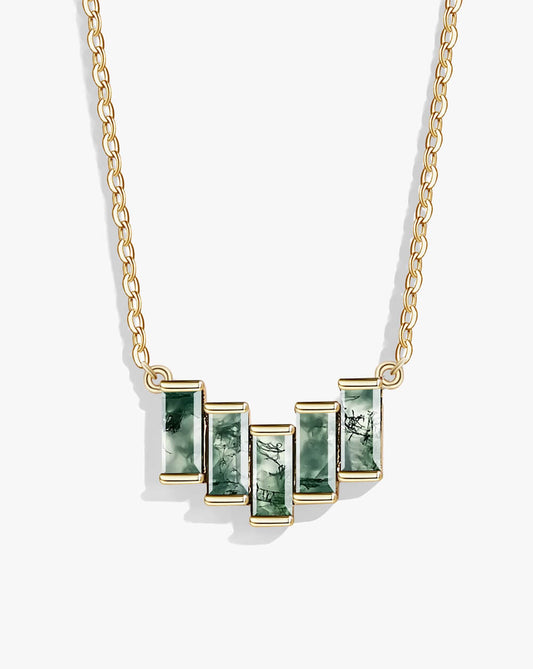 Gold Nature-Inspired Moss Agate Necklace