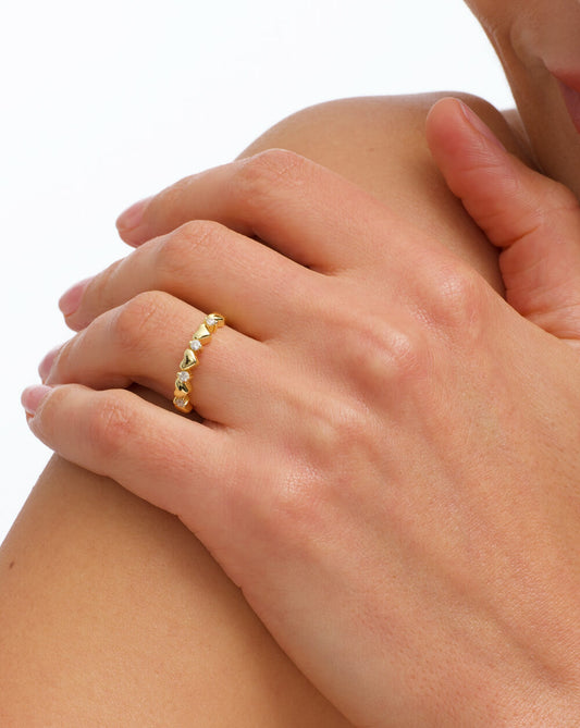 Heart-Shaped Gold Stacking Ring
