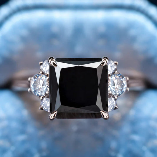 The Ulissa 2CT Asscher Cut Black Gemstone Ring