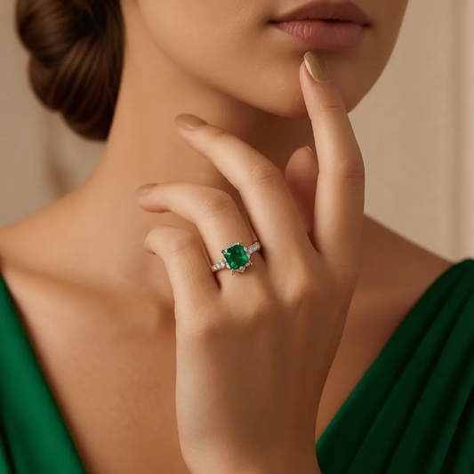 Aurora‘s Arbor | Princess Cut Green Sapphire Ring