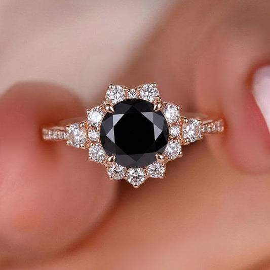 The Midnight Bethany | 1.5CT Black Diamond Solitaire Ring