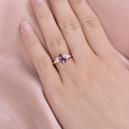 Pear Shaped Lab Alexandrite Rose Gold Ring