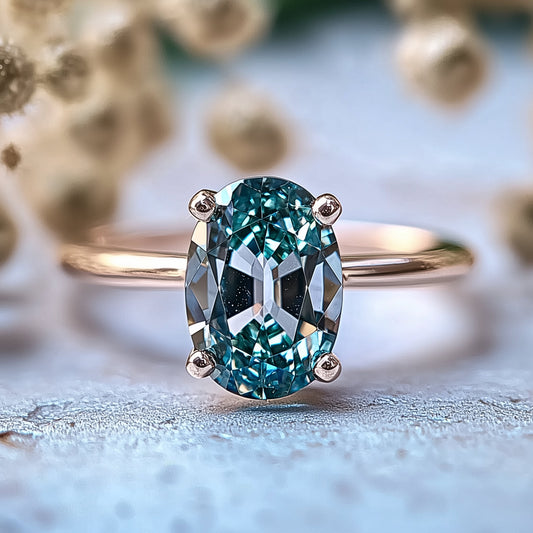 Bianca 2CT Oval Cut Green Gemstone Ring