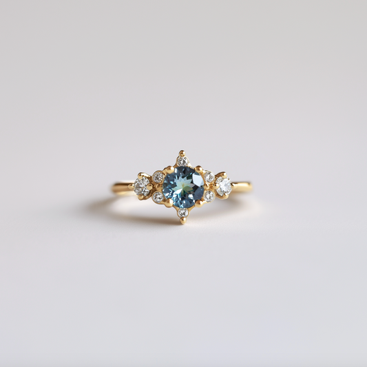 Selene's Horizon Blue Sapphire Ring in Gold
