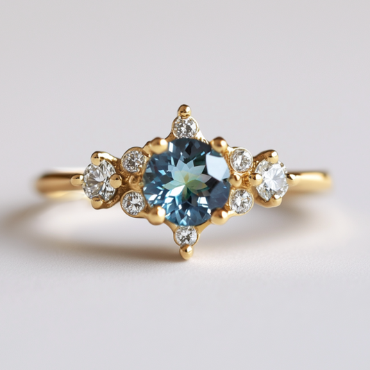 Selene's Horizon Blue Sapphire Ring in Gold