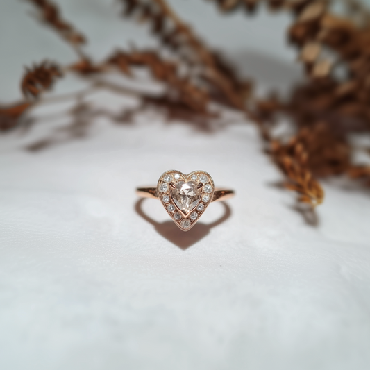 Evertrue Halo Heart Salt And Pepper Diamond Ring