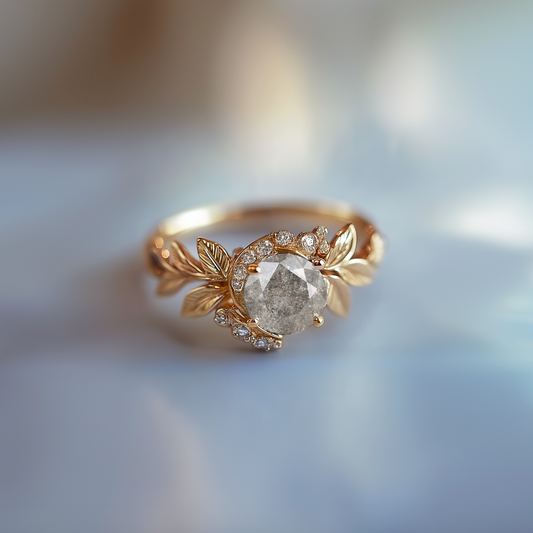 Telrunya Roof of Star Salt and Pepper Diamond Ring, Diamond Engagement Ring