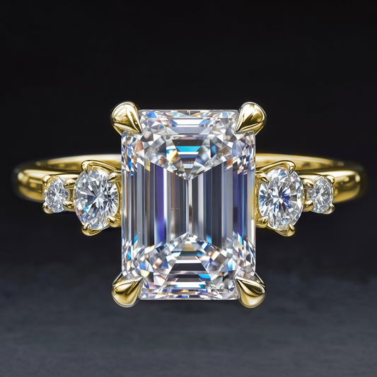 The Quinn Elise 2CT Emerald Cut Moissanite Ring