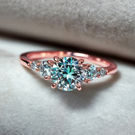 Eveline 1CT Round Cut Ocean Blue Gemstone Ring