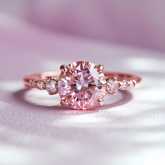 Nicolette 2CT Round Cut Pink Eternity Gemstone Ring